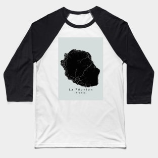 La Reunion France Island Map dark Baseball T-Shirt